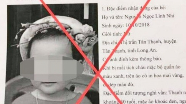 Triệu tập đối tượng giả mạo thông báo truy tìm bé gái bị bắt cóc