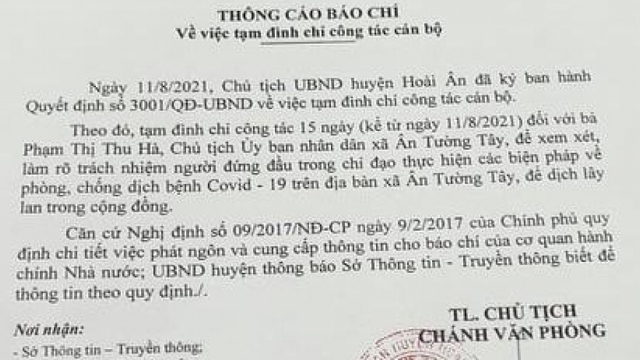 Bình Định đình chỉ công tác chủ tịch xã vì để dịch lây lan ra cộng đồng