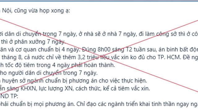 Thông tin Hà Nội cấm người dân ra đường trong 7 ngày là tin giả