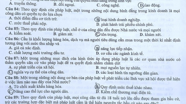 Đề thi môn Giáo dục công dân, kỳ thi tốt nghiệp THPT 2022