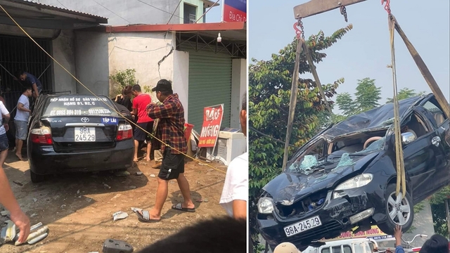 Ô tô tập lái lao như tên bắn, 2 cháu bé thoát nạn trong gang tấc