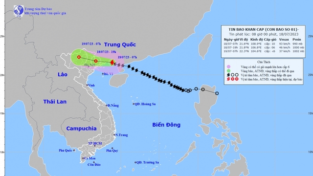 Bão số 1 giật cấp 12, cách Móng Cái (Quảng Ninh) 100km