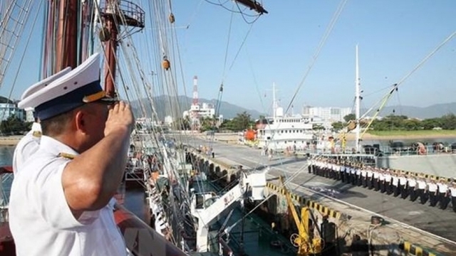 Sailing Ship 286-Le Quy Don on way to Singapore for friendly visit