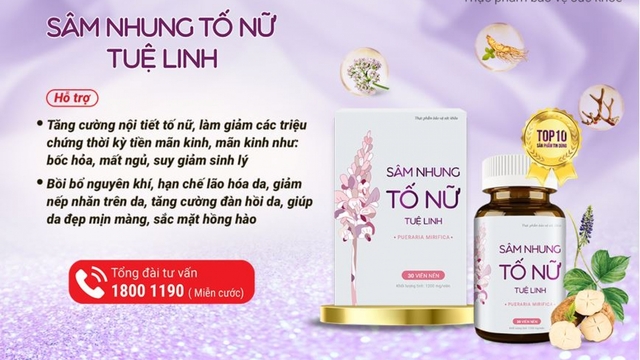 Sâm nhung tố nữ Tuệ Linh - Hỗ trợ tăng cường nội tiết, giảm các triệu chứng tiền mãn kinh, mãn kinh