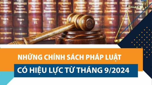 Những chính sách pháp luật có hiệu lực từ tháng 9/2024