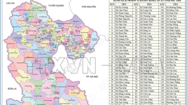 Bản đồ chi tiết 148 đơn vị hành chính cấp xã của Phú Thọ từ ngày 16/6/2025