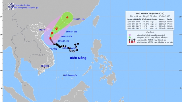Bão số 1 giật cấp 14, ven biển Quảng Ninh - Hải Phòng có gió giật cấp 8-9
