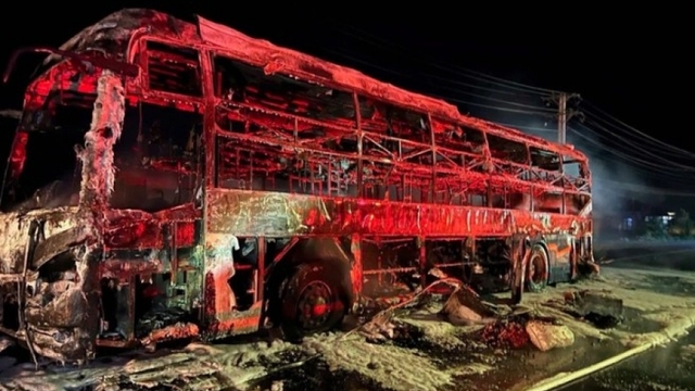 Sleeper bus burns down to frame, 27 passengers narrowly escape