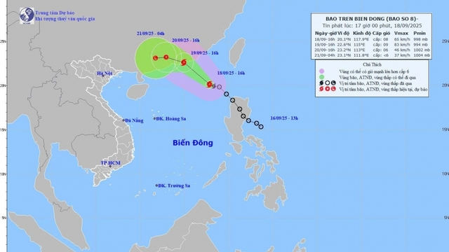 Bão trên Biển Đông mạnh cấp 8, giật cấp 10, biển động rất mạnh