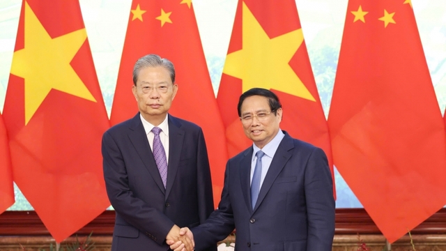 Thủ tướng Phạm Minh Chính hội kiến Ủy viên trưởng Nhân đại toàn quốc Trung Quốc