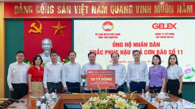 Tập đoàn GELEX và CTTV ủng hộ 10 tỷ đồng khắc phục bão số 11 tại Thái Nguyên