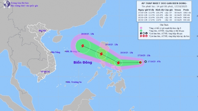 Tropical depression near East Sea forecast to strengthen into storm