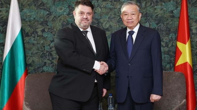 Tổng Bí thư Tô Lâm gặp Chủ tịch Đảng Xã hội chủ nghĩa Bulgaria Atanas Zafirov