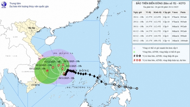 Bão số 15 cách đảo Song Tử Tây khoảng 200km, giật cấp 13