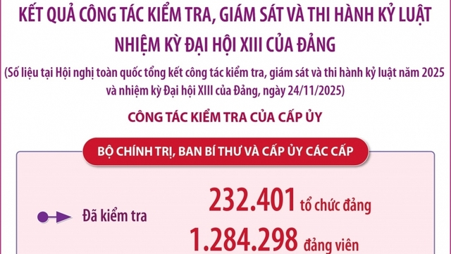 Kết quả công tác kiểm tra, giám sát và thi hành kỷ luật Đảng nhiệm kỳ Đại hội XIII