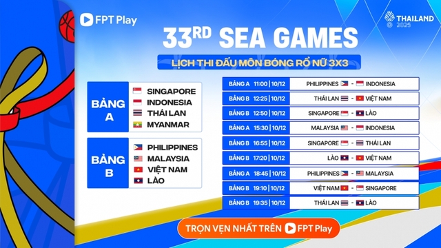 Lịch thi đấu bóng rổ nữ 3x3 SEA Games 33: Việt Nam hướng đến HCV