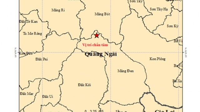 5 trận động đất xảy ra tại Quảng Ngãi