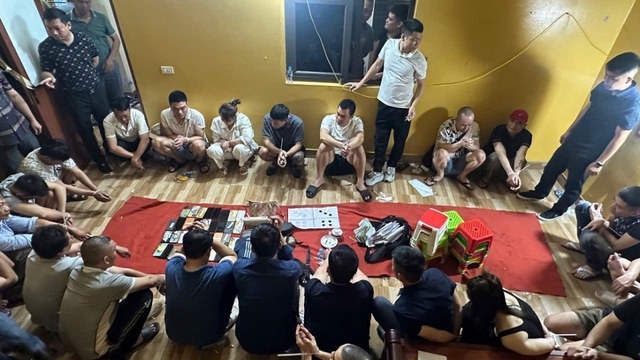 25 đối tượng đánh bạc tại nhà ở Ninh Bình bị bắt giữ