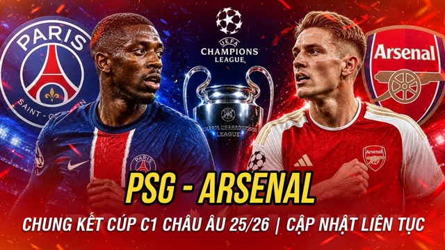 Trực tiếp PSG 0-0 Arsenal: Đỉnh cao chung kết cúp C1 châu Âu
