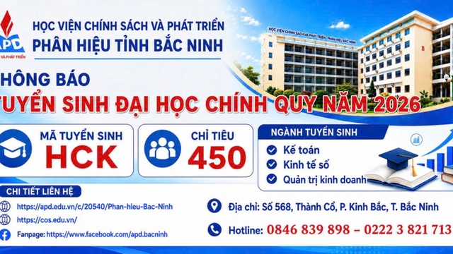 Học viện Chính sách và Phát triển tuyển sinh 450 chỉ tiêu Đại học tại Bắc Ninh