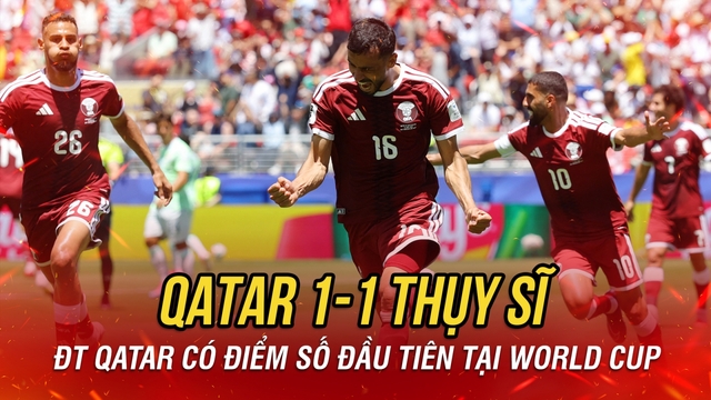 Kết quả World Cup 2026 bảng B: ĐT Qatar gây bất ngờ trước ĐT Thụy Sĩ
