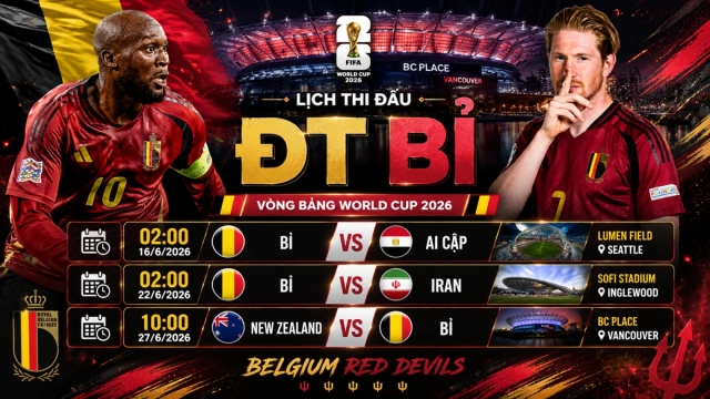 Lịch thi đấu World Cup 2026 của ĐT Bỉ: Cơ hội cuối cho Lukaku và De Bruyne?