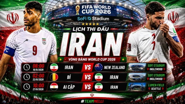 Lịch thi đấu World Cup 2026 của Iran: Đội bóng châu Á vượt khó?