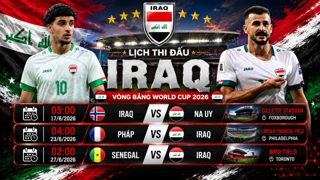 Lịch thi đấu World Cup 2026 của Iraq: Thử thách cực đại cho đội bóng châu Á