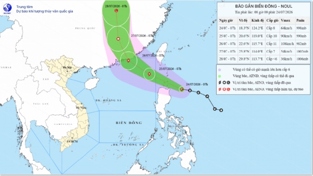 Áp thấp nhiệt đới mạnh lên thành bão Noul, cách Luzon (Philippines) 210 km