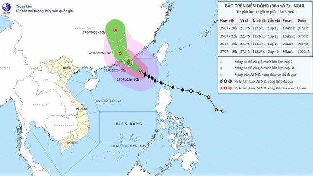 Bão số 2 hướng vào Trung Quốc, biển động dữ dội sóng cao tới 7m