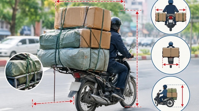 Mức phạt chở hàng cồng kềnh bằng xe máy mới nhất 2026