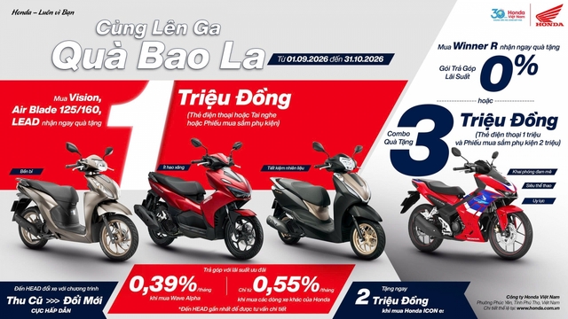 Honda Việt Nam ưu đãi lớn cho loạt dòng xe máy dịp tựu trường 2026