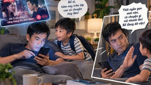 Nghiện phim ngắn AI, con vừa mở lời bố đã xua tay "nói nhanh lên"