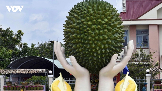 Đồng Tháp ra mắt công trình biểu tượng trái sầu riêng Ngũ Hiệp
