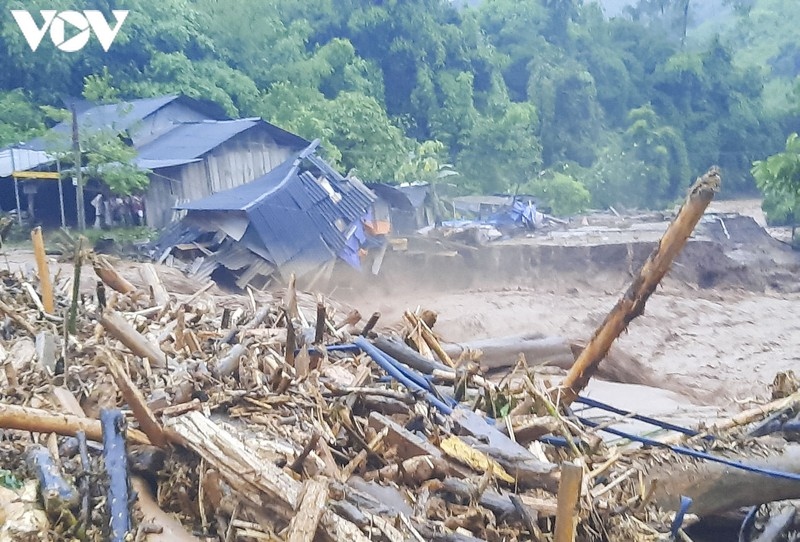 Nam Nhu commune is hit by flash floods which sweep away at least four houses