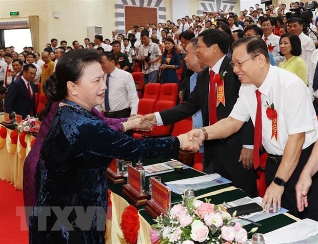 NA Chairwoman Nguyen Thi Kim Ngan attends the fifth patriotism emulation congress in Thai Nguyen province (Photo: VNA).