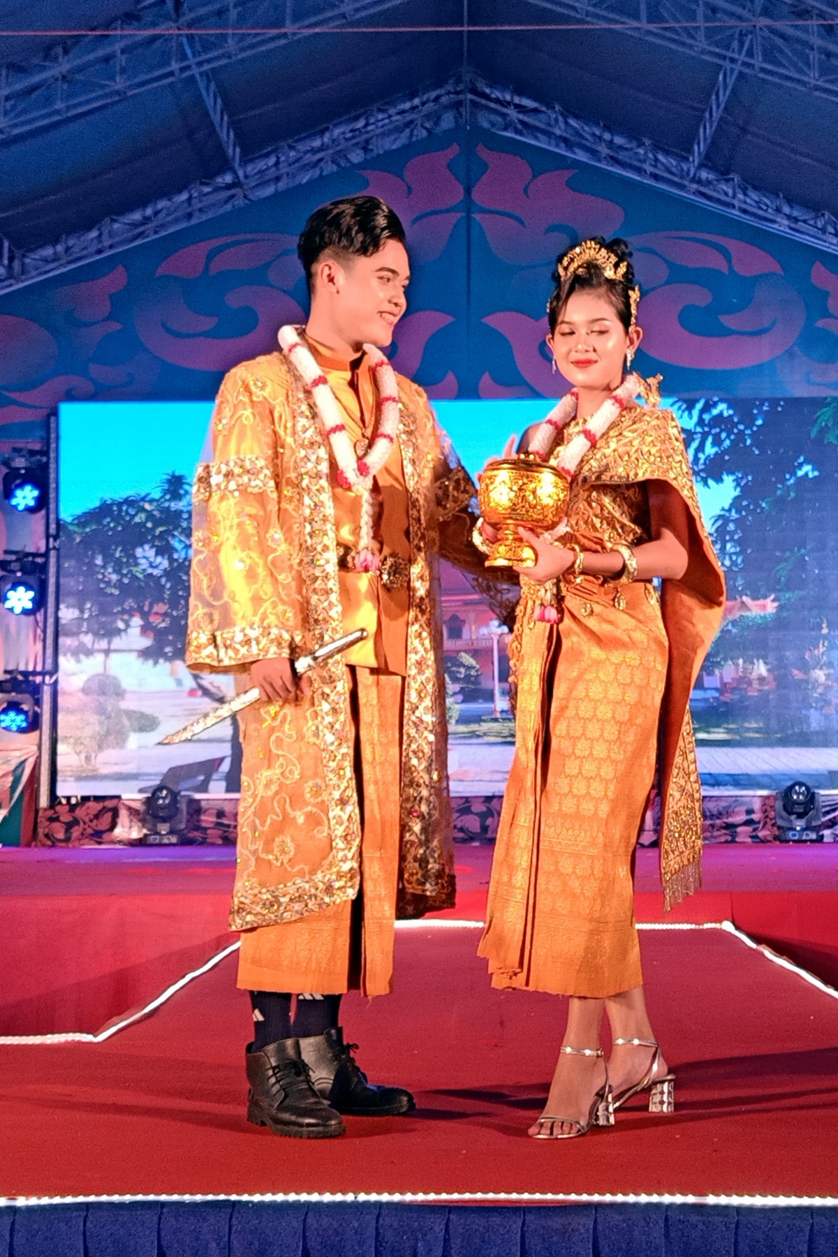 The fashion show witnesses traditional Khmer wedding outfits updated to suit a more modern style.