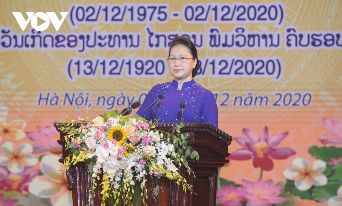 National Assembly (NA) Chairwoman Nguyen Thi Kim Ngan speaks at the event