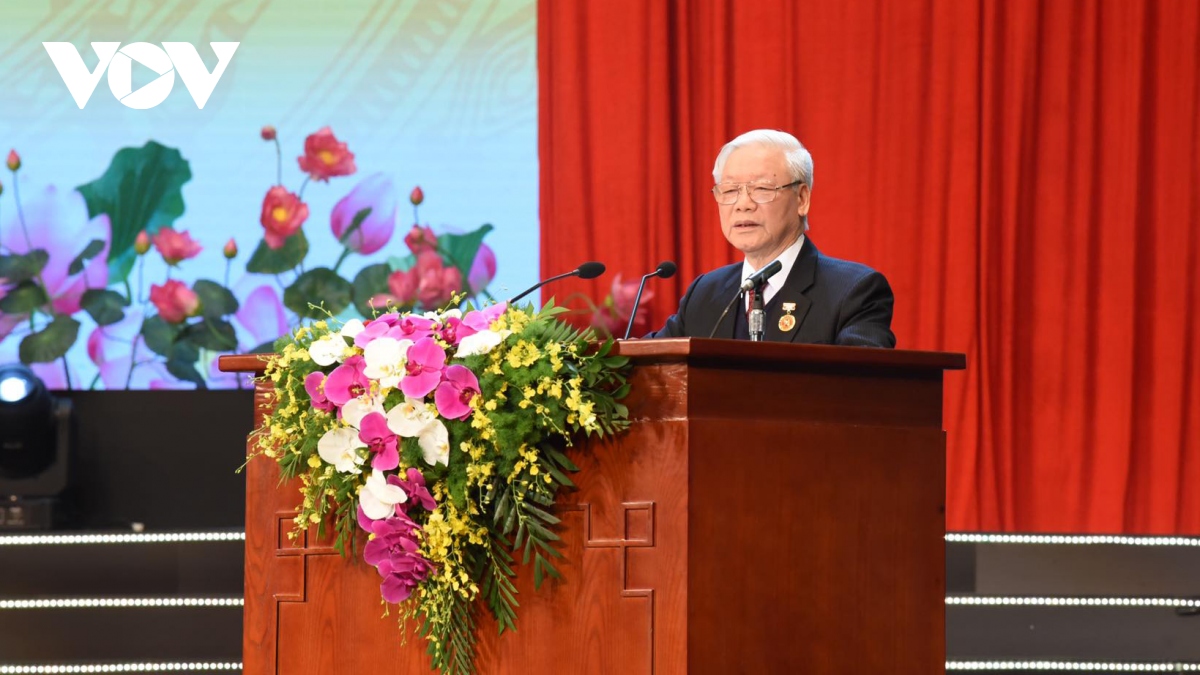 General Secretary Trong speaks at the event.