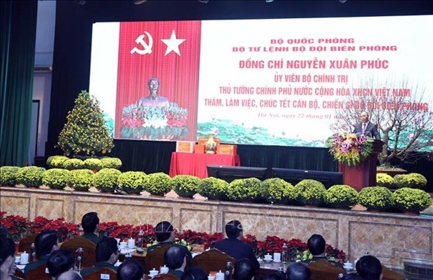 Prime Minister Nguyen Xuan Phuc speaks at a meeting with border guards ahead of the Tet (Lunar New Year) holiday on January 22. (Photo: VNA)