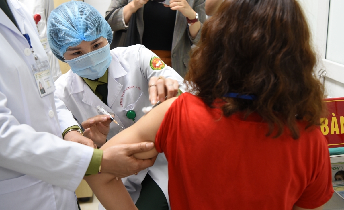 A volunteer receive the second shot of the Nano Covax vaccine