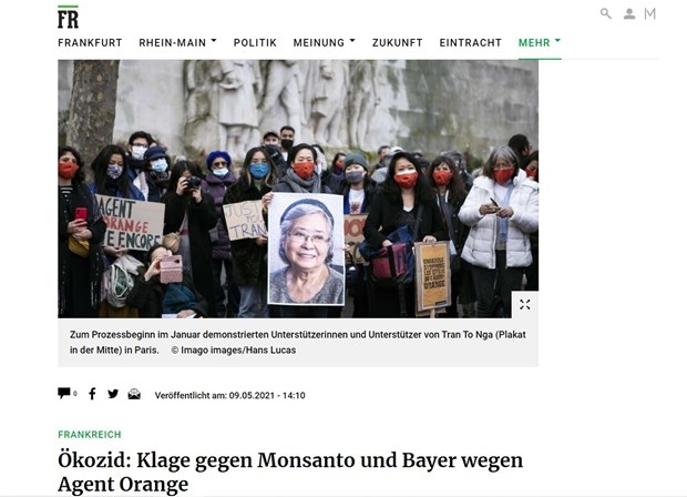 Germany’s Frankfurter Rundschau (FR) newspaper runs article on the lawsuit by Vietnamese-French Tran To Nga (Photo: VNA)