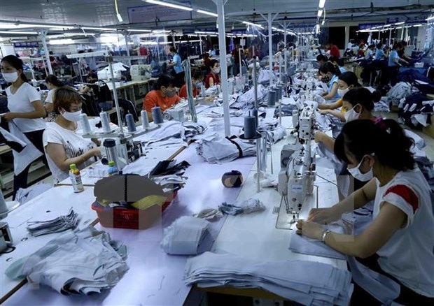 Making garments for export to Japan. (Photo: VNA)