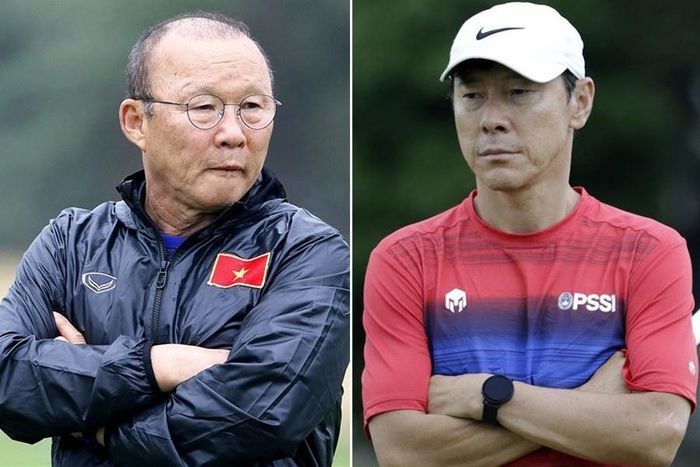 Vietnam led by head coach Park Hang-seo (L) will face Indonesian rivals by coach Shin Tae-yong (R) on June 7.