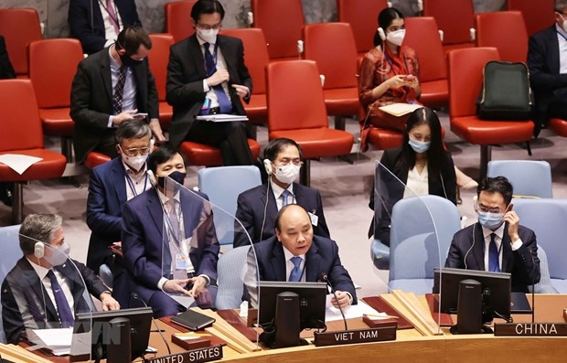 President Nguyen Xuan Phuc at the high-level open debate of the UNSC on climate security (Photo: VNA)