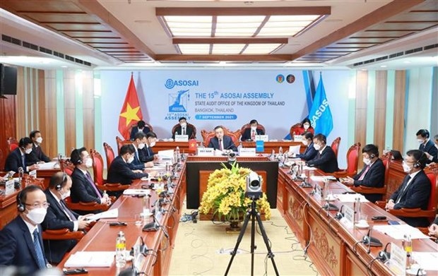 Vietnamese Auditor General and Chair of the Asian Organisation of Supreme Audit Institutions (ASOSAI) for 2018 - 2021 Tran Sy Thanh chairs the online opening ceremony of the 15th ASOSAI Assembly