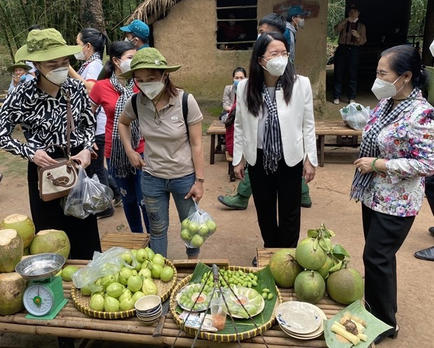 Visitors during a tour to Tam Tan eco-tourism area in HCM City’s Cu Chi District