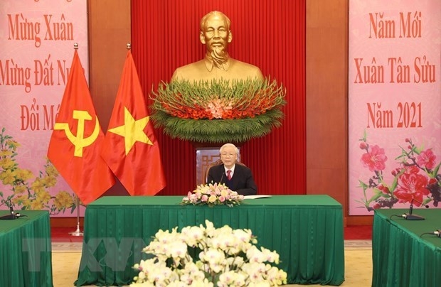 Party General Secretary and State President Nguyen Phu Trong held online talks with First Secretary of the Communist Party of Cuba (PCC) Central Committee Raul Castro Ruz in February. (Photo: VNA)