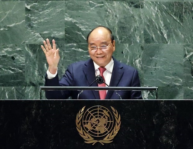 President Nguyen Xuan Phuc at the High-level General Debate of the 76th session of the United Nations General Assembly. (Photo: VNA)