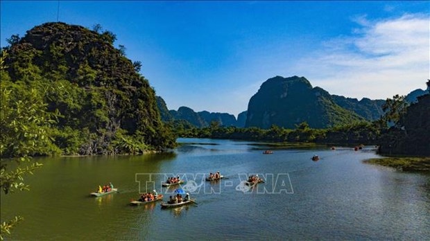 Trang An Landscape Complex in Ninh Binh province. It was recognised as World Cultural and Natural Heritage Site by the United Nations Educational, Scientific and Cultural Organisation in 2014.